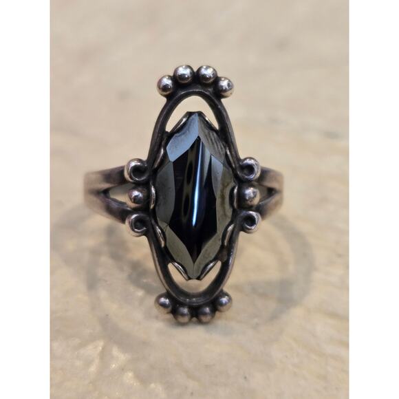 Vintage Bell Trading Post Hematite 925 Sterling Silver Native American Ring, 7.5 - Picture 1 of 7